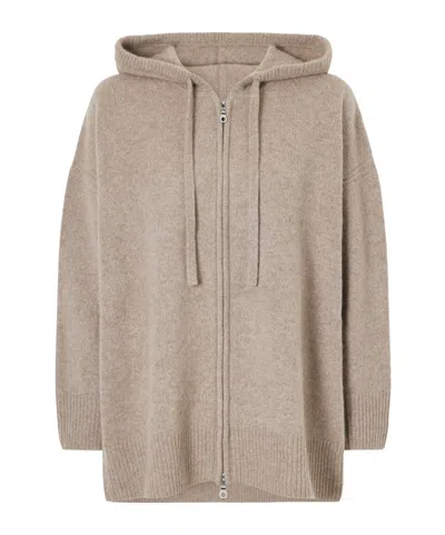 Arch4 Isolde Hooded Cashmere Zip-up Cardigan In Neutral