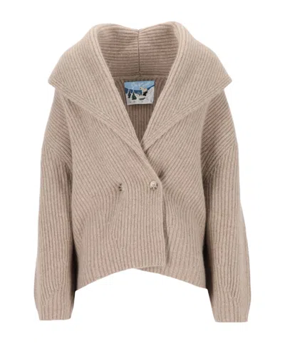 Arch4 Long-sleeve Knit Cardigan In Brown