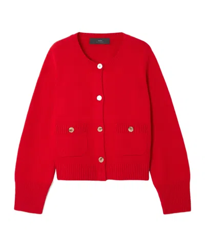 Arch4 Long-sleeved Knitted Cardigan In Red