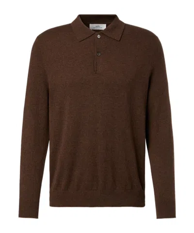 Arch4 Long-sleeved Knitted Polo Shirt In Brown