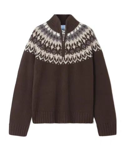 Arch4 Fair Isle Cashmere Half-zip Sweater In Brown