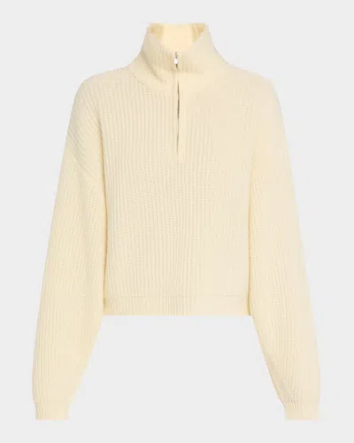 Arch4 Millie Ribbed Stand-collar Cashmere Pullover In Buttercream