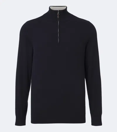 Arch4 Mr Fenchurch Cashmere Half-zip Sweater In Blue