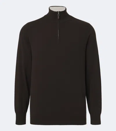 Arch4 Mr Fenchurch Cashmere Half-zip Sweater In Brown