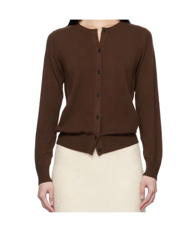 Arch4 Brown Nappa Cardigan In Chocolate Brown