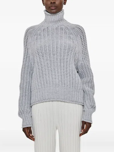 Arch4 Open-knit Roll-neck Jumper In Gray