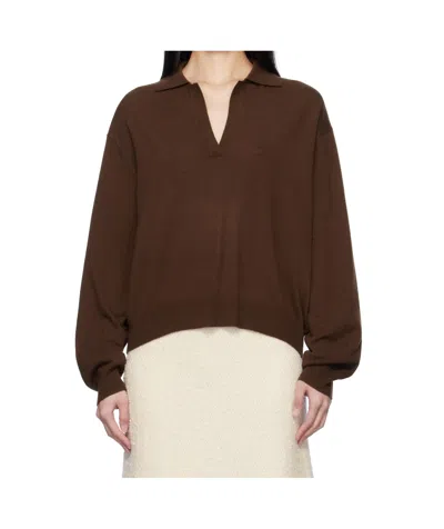 Arch4 Brown Oxford Sweater In Chocolate Brown
