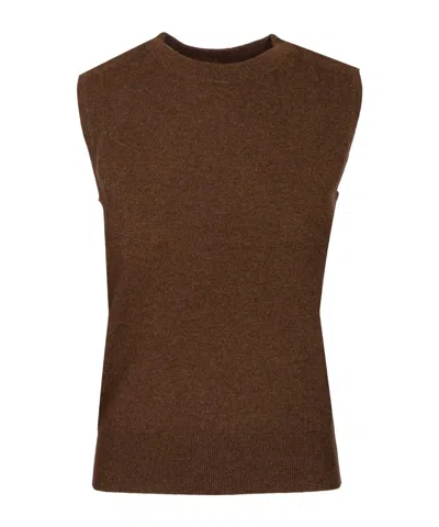 Arch4 Ribbed Cashmere Vest In Brown