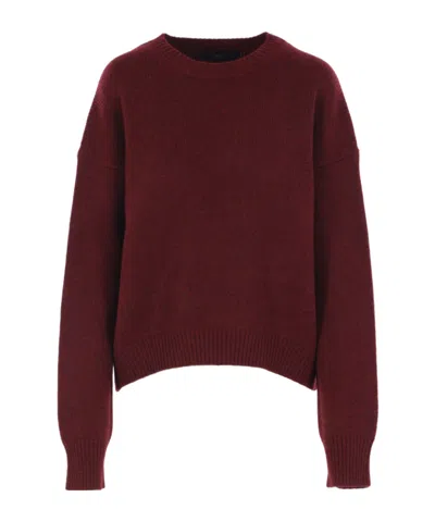 Arch4 Ribbed Crew Neck Knitwear In Burgundy