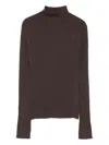 Arch4 Ribbed High-neck Sweater In Brown