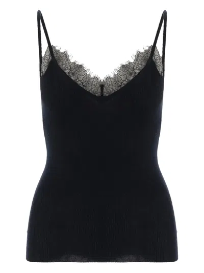 Arch4 Ribbed Lace Top In Black
