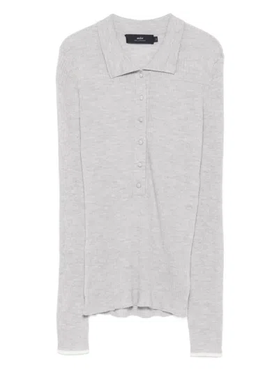Arch4 Ribbed Polo Top In Gray