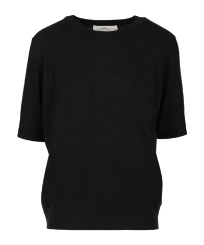 Arch4 Ribbed Short-sleeve Knitwear In Black