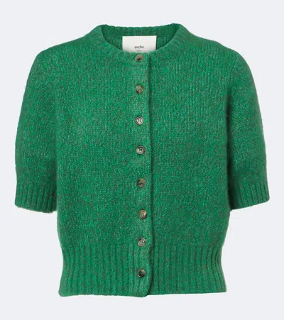 Arch4 Rome Cashmere And Silk Cardigan In Green