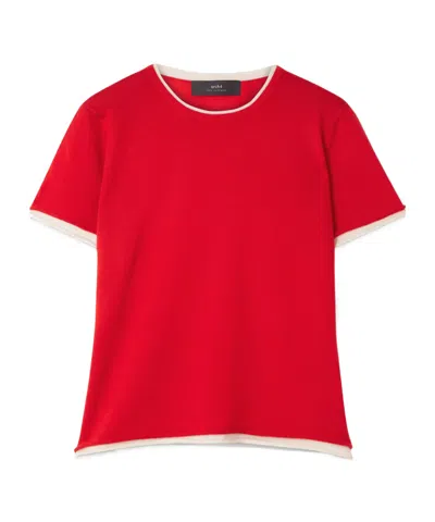 Arch4 Selcombe Layered Two-tone Organic Cashmere Top In Red