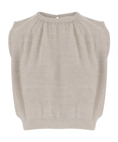 Arch4 Sequinned Sleeveless Knitted Top In Neutral