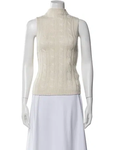Pre-owned Arch4 Silk Mock Neck Sweater In White