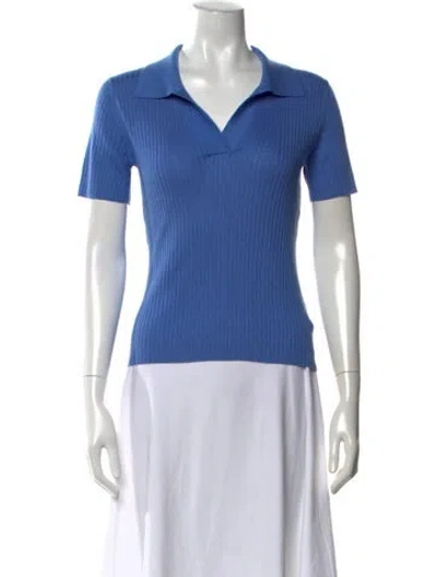 Pre-owned Arch4 Silk V-neck Sweater In Blue