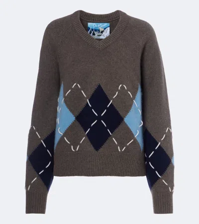 Arch4 Sloane Argyle Cashmere Sweater In Gray