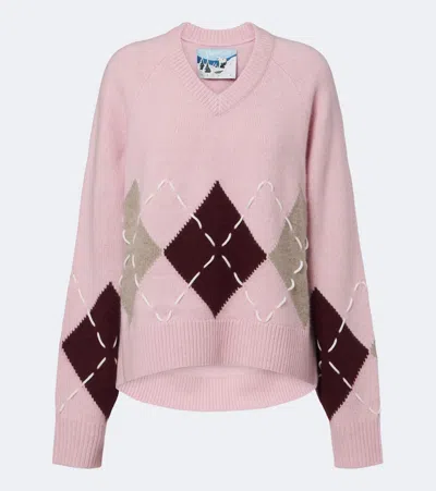 Arch4 Sloane Argyle Cashmere Sweater In Pink