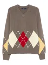 Arch4 Sloane Argyle V-neck Sweater In Brown