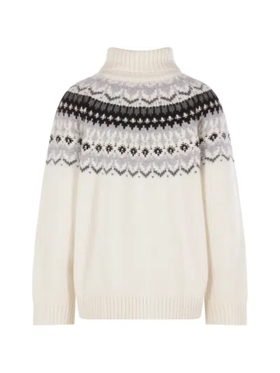 Arch4 Vionna Fair Isle Roll-neck Sweater In White