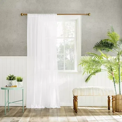 Archaeo Coralie Rod Pocket Sheer Single Curtain Panel In White