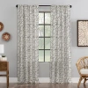 Archaeo Jigsaw Embroidery Linen Blend Rod Pocket Sheer Single Curtain Panel In Black