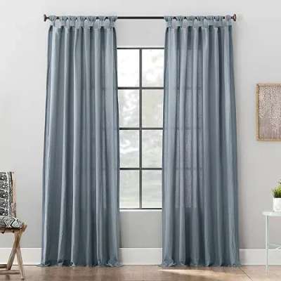 Archaeo Sarro Washed Cotton Tab Top Light-filtering Single Curtain Panel In Gray