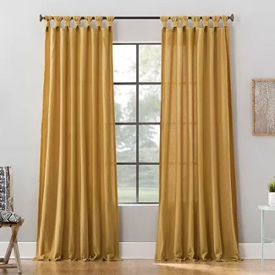 Archaeo Sarro Washed Cotton Tab Top Light-filtering Single Curtain Panel In Yellow