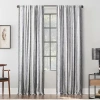 Archaeo Slub Texture Stripe Cotton Rod Pocket Light-filtering Single Curtain Panel In Black