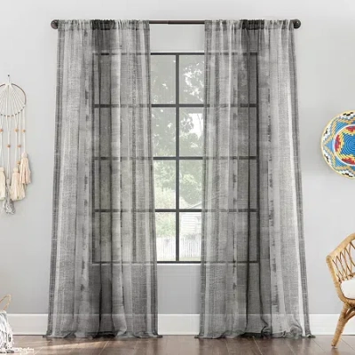 Archaeo Takato Rod Pocket Light-filtering Single Curtain Panel In Gray