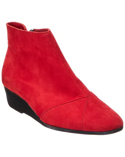 Arche Anyska Leather Wedge Bootie In Red