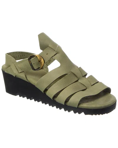 Arche Balzam Leather Wedge Sandal In Green
