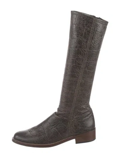 Pre-owned Arche Embossed Leather Riding Boots In Green