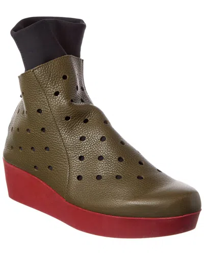 Arche Fujito Leather Bootie In Green