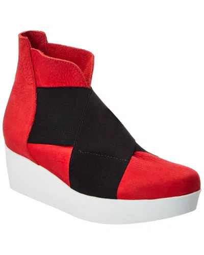 Arche Fujtik Leather Wedge Bootie In Red