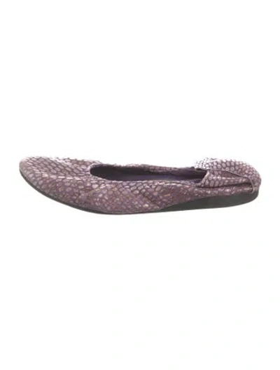 Pre-owned Arche Leather Animal Print Ballet Flats In Purple