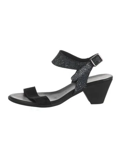 Pre-owned Arche Leather Animal Print Sandals In Black