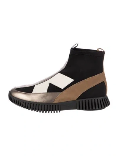 Pre-owned Arche Leather Colorblock Pattern Chelsea Boots In Black