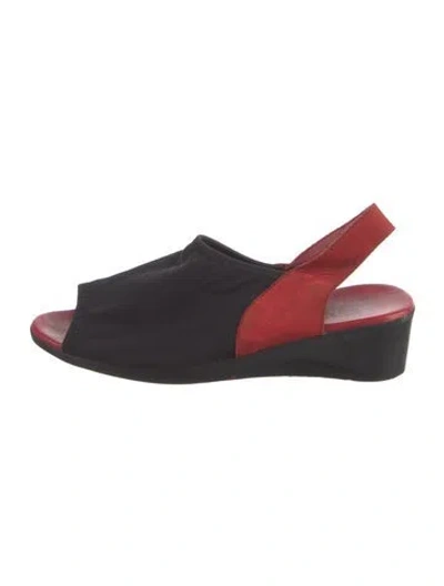 Pre-owned Arche Leather Colorblock Pattern Slingback Sandals In Multi