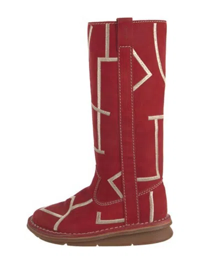 Pre-owned Arche Leather Graphic Print Boots In Red