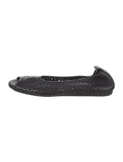 Pre-owned Arche Leather Lace Pattern Ballet Flats In Black
