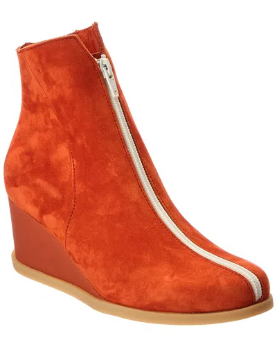 Arche Okolys Leather Wedge Bootie In Orange