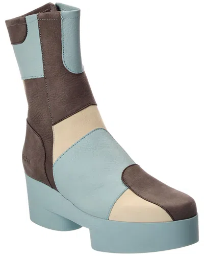 Arche Sixxya Leather Platform Boot In Blue