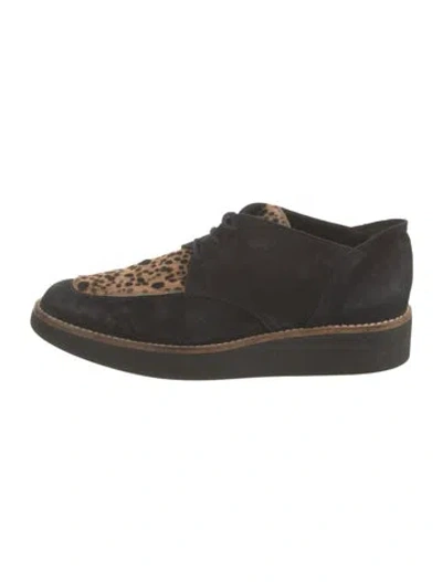 Pre-owned Arche Suede Animal Print Oxfords In Black