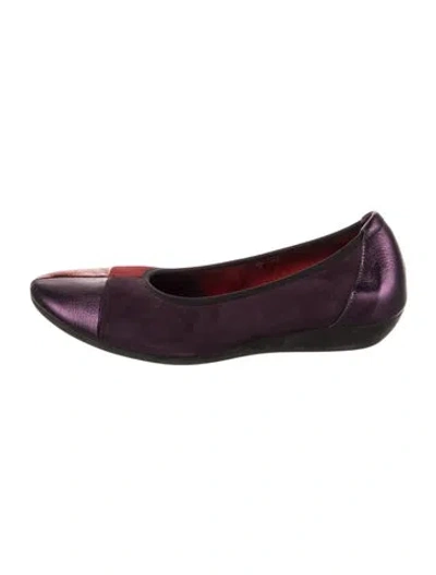 Pre-owned Arche Suede Colorblock Pattern Ballet Flats In Red