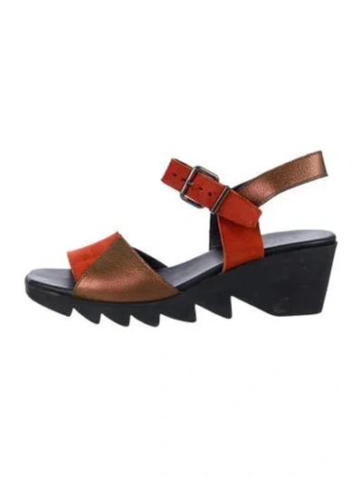 Pre-owned Arche Suede Colorblock Pattern Sandals In Orange