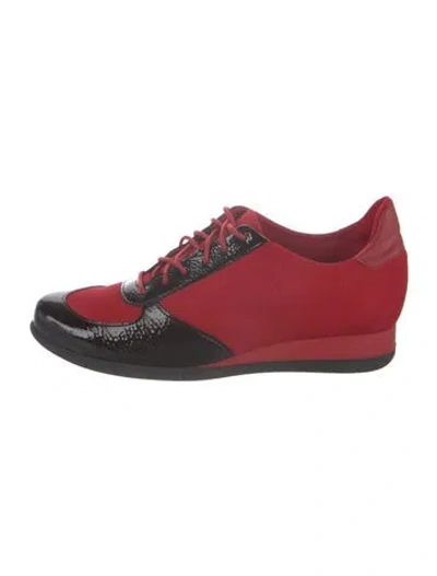 Pre-owned Arche Suede Colorblock Pattern Sneakers In Red