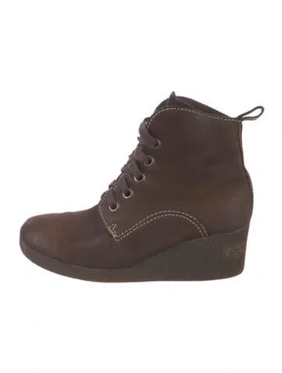 Pre-owned Arche Suede Combat Boots In Brown